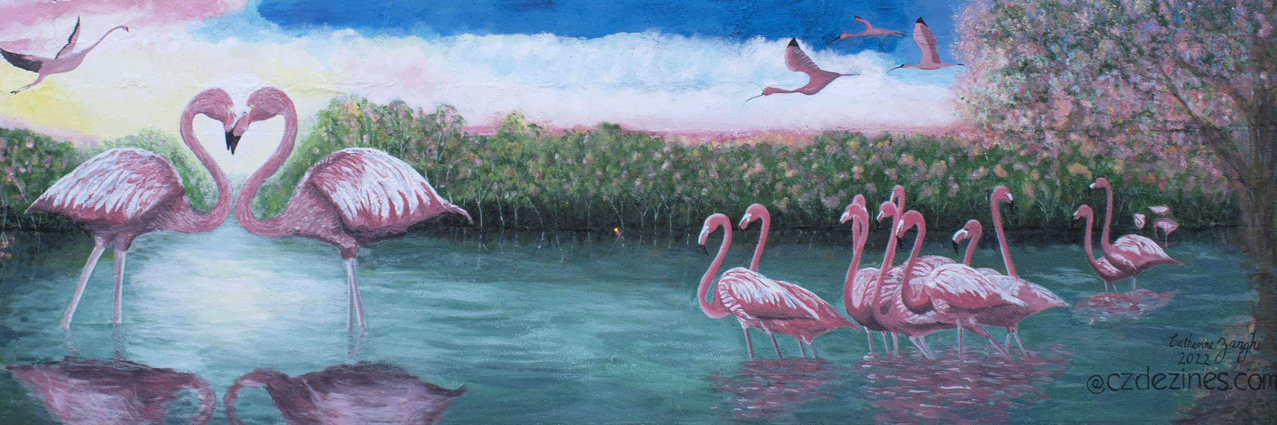 Final Flamingo Paradise Mural