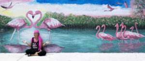 Catherine Zanghi at Flamingo Paradise Mural