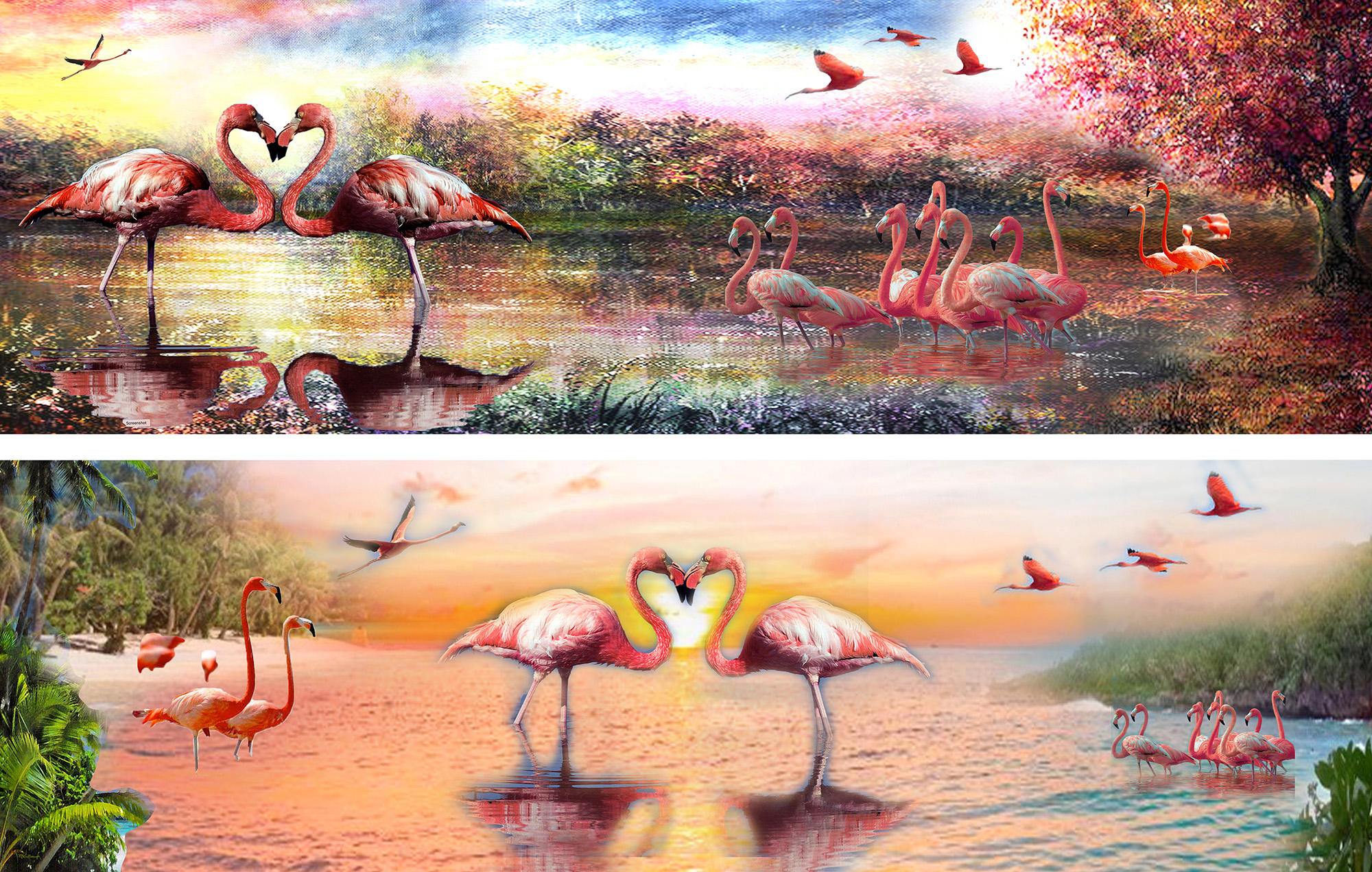 Flamingo Paradise Mural Initial Layouts